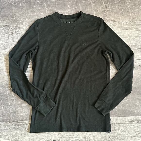Hurley Lowdown Thermal Shirt Mens S Small Waffle Knit Dark Green Long Sleeve - Picture 1 of 7